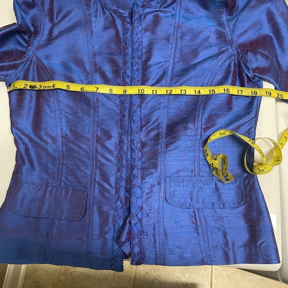 Cobalt Blue 100% Silk Jacket Chicos Size 0 - Picture 4 of 5